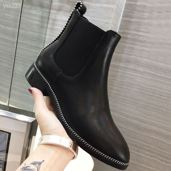 

2020 autumn new europe and america high-martin boots female slip-on casual classic wild square short boots, Black