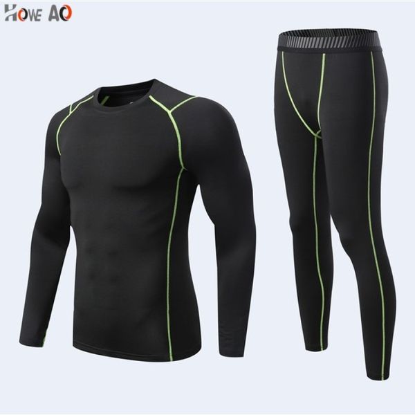 

howe ao men's running sports quick-drying suit fitness clothes breathable clothes running sports long-sleeved tights, White;black