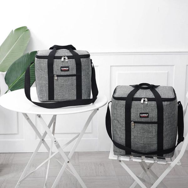 

10/22l solid color cooler lunch box portable insulated oxford cloth lunch bag thermal picnic bags storage box