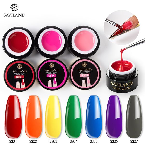 

saviland rainbow colors builder gel nail extension hard gel nail polish fast builder base coat soak off uv lacquer, Red;pink