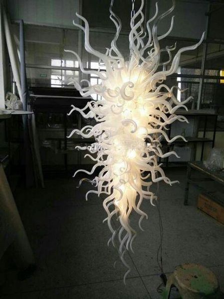 

100% handmade blown murano glass chandelier light white murano glass led light souce villa l decor ac 110v 240v modern art chandelier