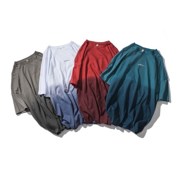 

Mens Summer Tshirt Gradient Short Sleeved European and American Style Round Neck Short Sleeved T-shirt Male
