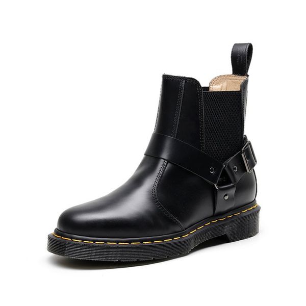

women slip on british vintage ankle boots woman pu leather boots shoes man spring platform fashion ladies shoes 2020 new, Black