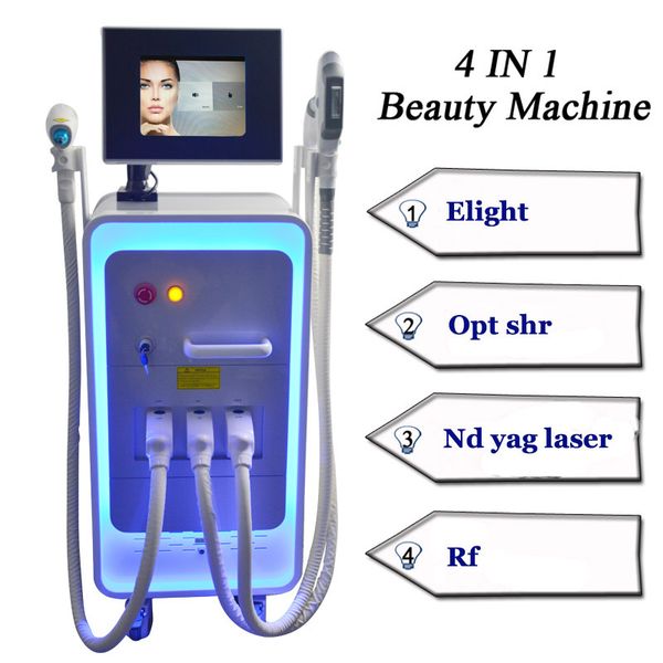 

4 in 1 ipl hair removal ipl rf laser yag tattoo removal machines 3 handles multifunctional beauty equipment ing, Black