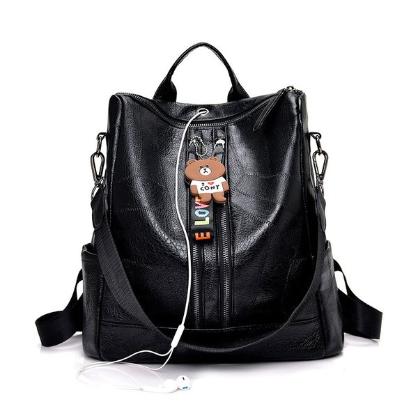 

2019 new leather vintage women backpack shoulder bags backpack female travel back pack sac a dos femme
