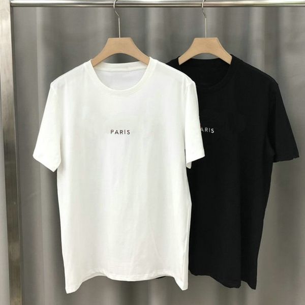 

2020 новый летний париж мужская футболка дизайнер футболка мода высокое качество красный вышитый письмо печати футболка повседневные топы тр, White;black