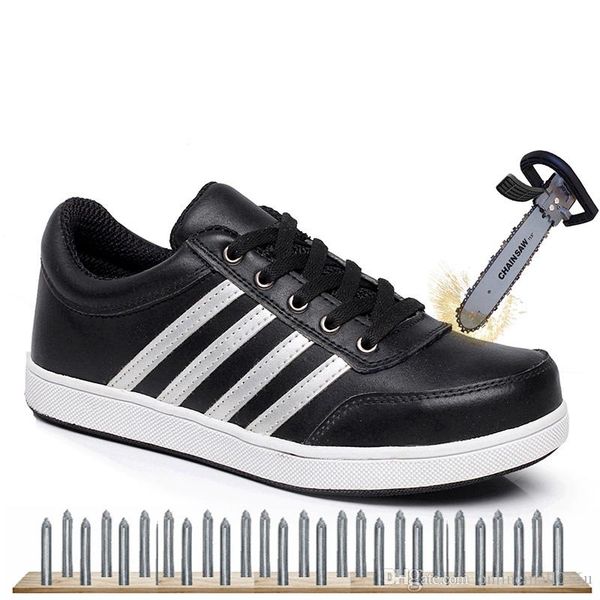 

плюс размером 35-46 обувь безопасности для мужчин из натуральной кожи повседневной обуви работы со стальными подносками дышащей безопасности, Black