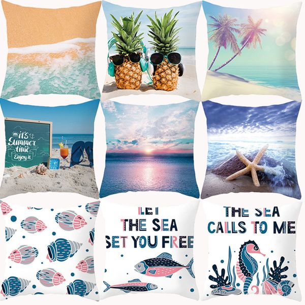 

summer beach ccushion cover 45x45 pillow covers decorative sofa cases polyester 18x18 throw pillows sea animal pillowcases