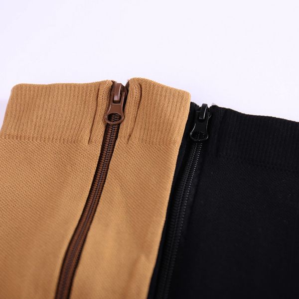 

selling 2 pairs compression zip socks stretchy leg support open toe knee stockings, Black