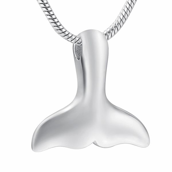 

zzl089 unique desigh animal ashes memorial whale tail cremation pendant memorial necklace ashes urn for pet keepsake funeral jewelry, Silver