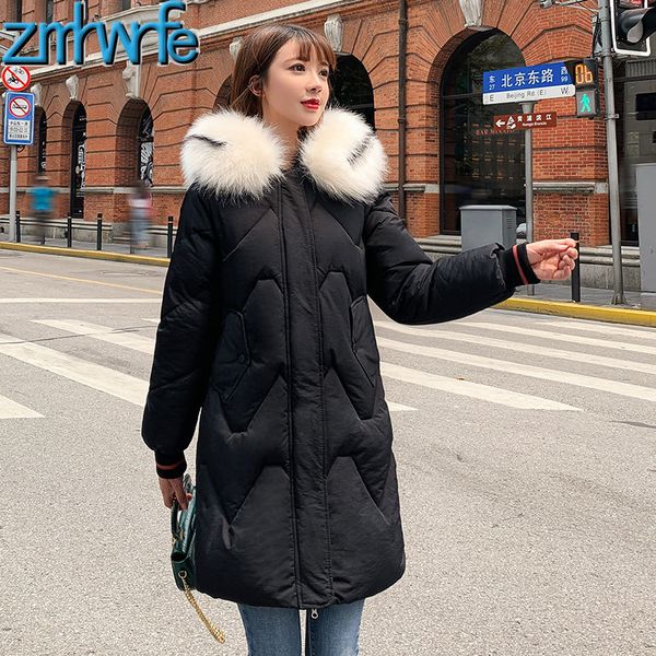 

2019 new fashion winter jacket women female parkas hooded with fur collar long parka warm thick ladies winter coat, Tan;black