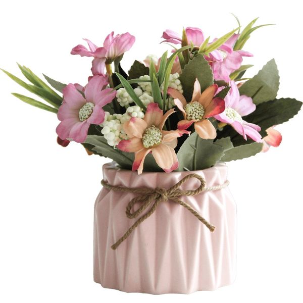 Nordic Ceramic Flower Vase Home Decoration Blue Pink White