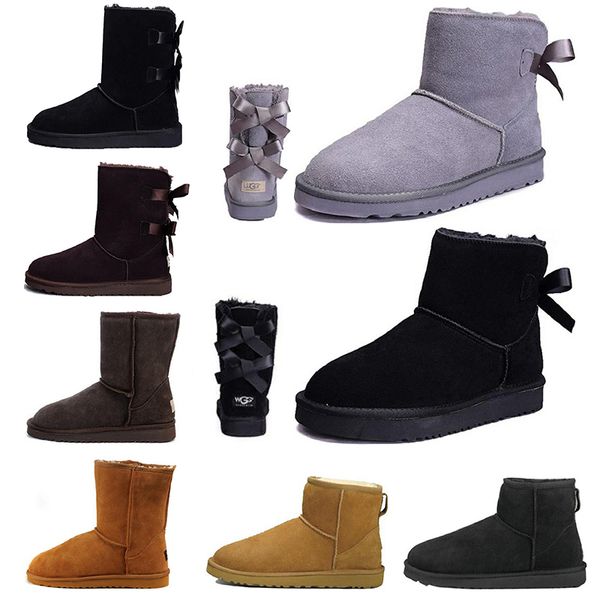 

wgg women boots short mini australia classic knee tall winter snow boots bailey bow ankle bowtie black grey chestnut size 5-1