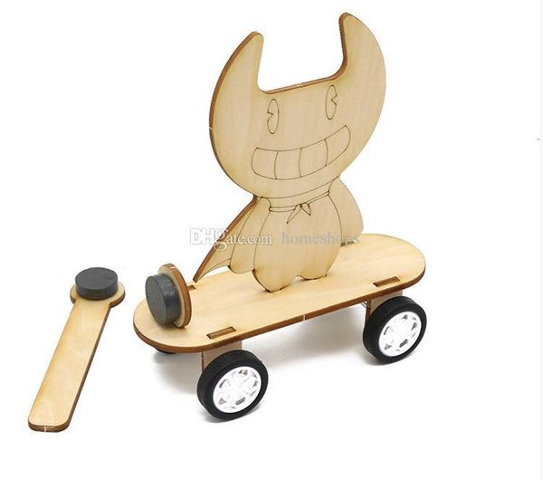 

children's diy handmade crafts science and technology experiments on small-scale manufacturing of children's magnetic toy scooter