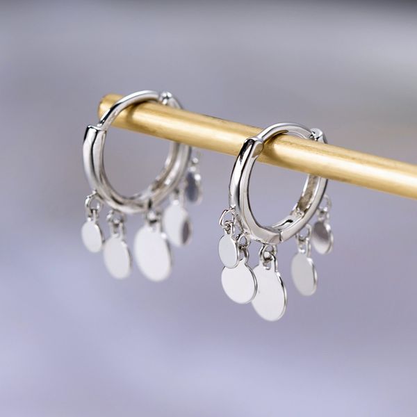 

fashion 925 sterling silver five round circle pendant ear piercing ear ring earings gold color huggie hoops earrings for women, Golden;silver