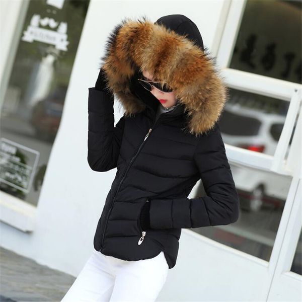 

parka women 2019 plus size women's winter jacket artificial large fur collar female jacket cotton-padded outerwear coat mujer y190926, Black;white