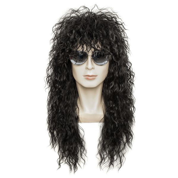 mens black curly wig