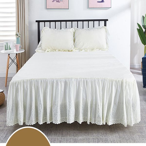 

twin full queen king super king size white/beige hollow out embroidered with bed surface bed skirt bedspread