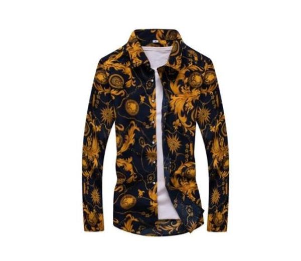 

men's dress shirts men long sleeve spring and autumn homme casual printed hawaiian plus size male -5xl, White;black