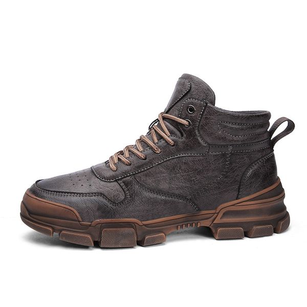 

2019 new flat heel men boots keep warm shoes male round head solid color lace up fashion men's winter boots size 39-44, Black