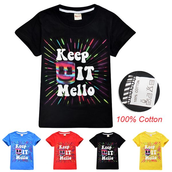 

4 colors dj marshmello printed kids t-shirts 6-14t kids boys girls 100% cotton tee shirts tshirts kids designer clothes dhl ss94, Blue