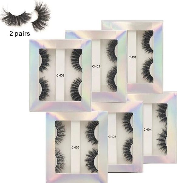 

natural long thick mink lashes 2 pairs set reusable handmade false eyelashes extensions eye makeup accessories 6 models dhl free