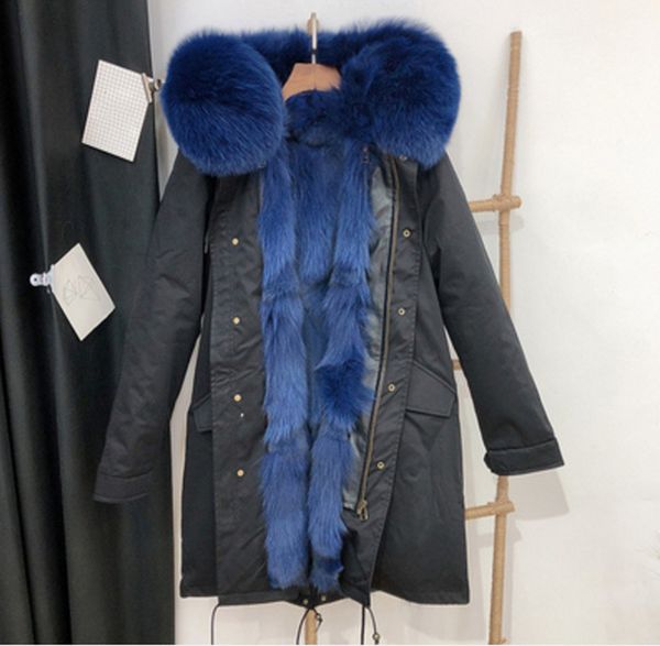 

2018 winter men's fashion fur collar fur lining middle long couple design parka nick garment hoodies, Black