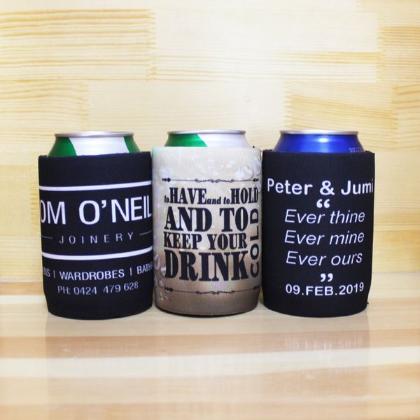 

100pcs printing your logo 5mm thickness with bottom neoprene stubby cooler beer can cooler bags stubby holder promotional gifts