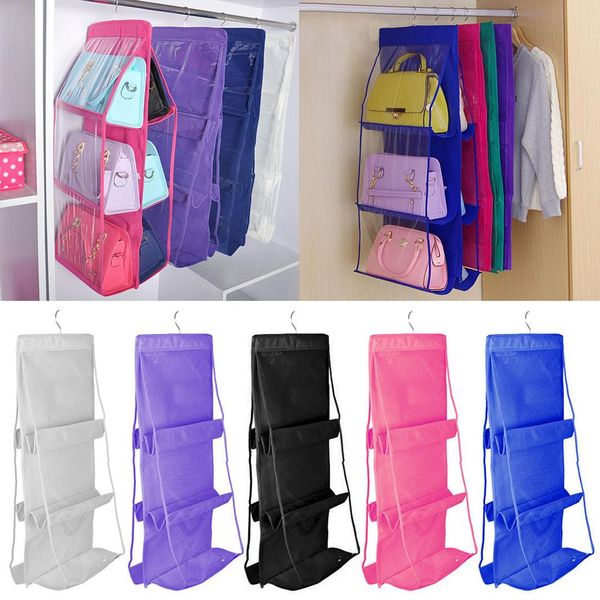 

portable 6-slot anti-dust handbag hanging storage bag wardrobe closet organizer