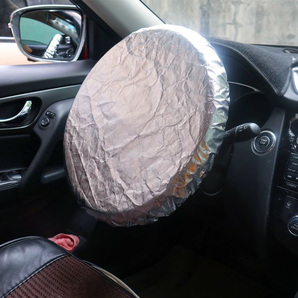 

car steering wheel shade cover sunshade reflective car sun sunshade protection protector silver aluminum film accessories
