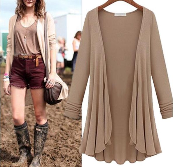 

2019 new fashion casual solid color jacket coat spring summer autumn large size beach jacket sunscreen coat female, Black;brown
