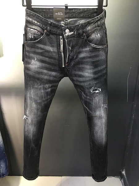 

autumn and winter models plus velvet thick tide brand ripped jeans men loose straight trend korean version of the wild long pants men, Blue