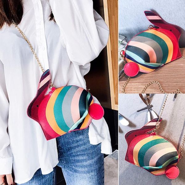 

women handbag rainbow zipper leather colorful shoulder bag crossbody bags wild bag simple cute handle crossbody