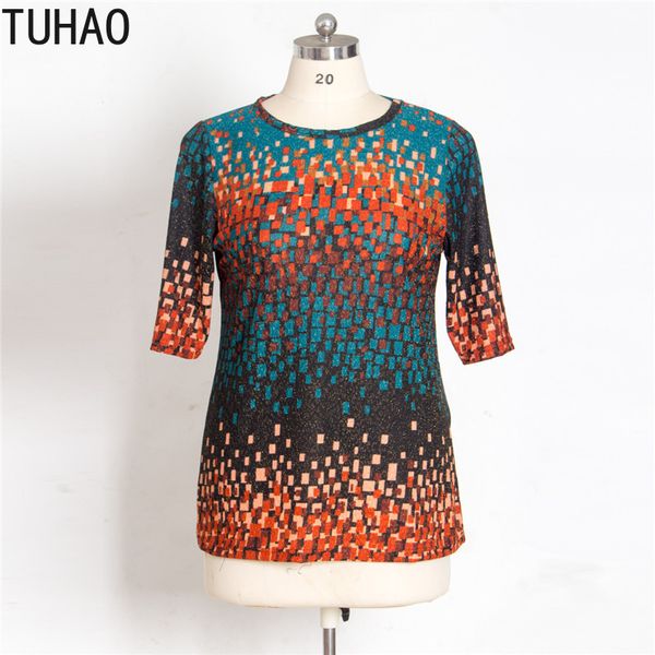 

tuhao 2020 spring summer plus size 5xl 4xl 3xl casual geometric print blusas mujer de moda woman blouses shirts wm21, White
