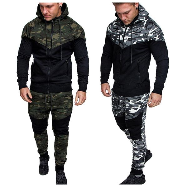 

mens конструктора камуфляж 2 шт набор zipper luxury brand повседневный outfit мода весна -5xl новый прибытие tracksuit 2020new, Black;brown