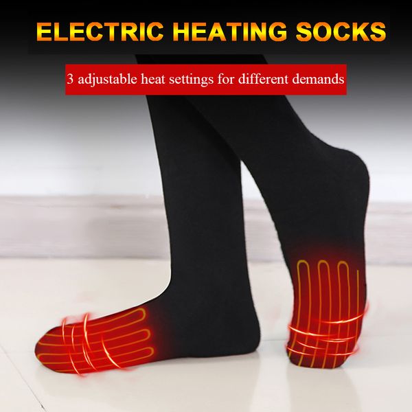 

outdoor heated socks battery operated rechargeable electric heating sock winter warm socks for men women working camping fishing, Black