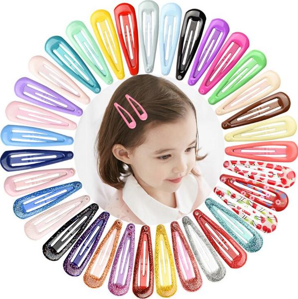 

new mixed candy color children hair clips basics drop oil macarons paint side hair pins barrettes girls kids jewelry hair accessory gifts, Golden;silver