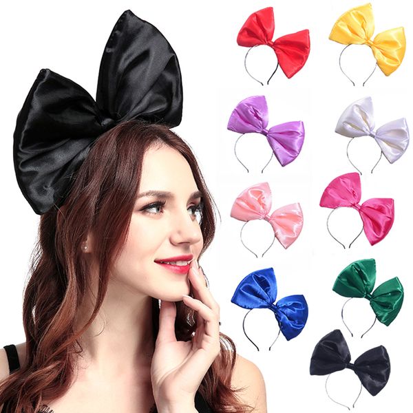 

big bow hair band girl cute fabric bow knotted headwear wide party hair hoop