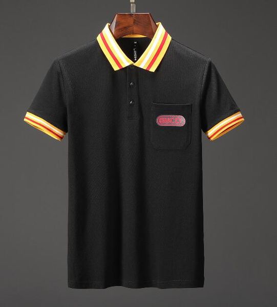 

19ss brand designer polos men casual polo t shirt snake bees tiger embroidery strip polos high street fashion classic polo shirts, White;black