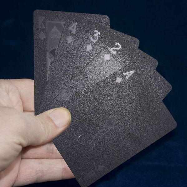 

poker embossed game collection playing cards set plastic durable waterproof kids adults games toys gift creative fun running jerseys, Black;blue