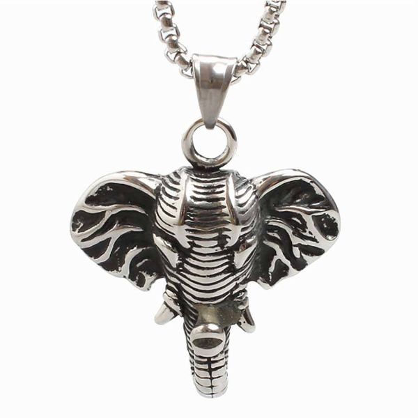 

elephant charms necklace new lucky jewelry gift stainless steel chain pendant necklace men, Silver