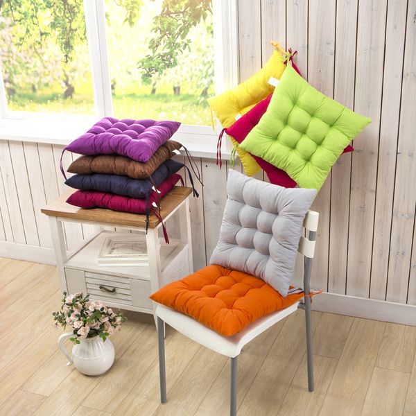 

40*40cm thicken cushion cotton and linen seat cushion home office stool mat breathable soft padded square pillow core solid