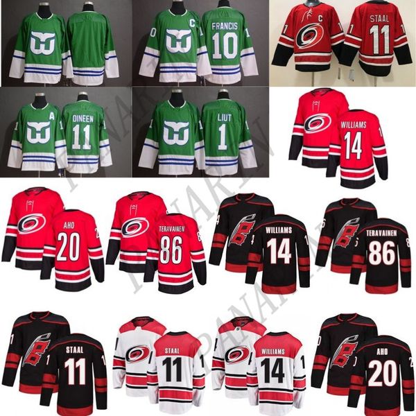 

2018-2019 season carolina hurricanes20 sebastian aho 14 justin williams 86 teuvo teravainen 11 staal hockey jerseys men all stitched jerseys, Black;red