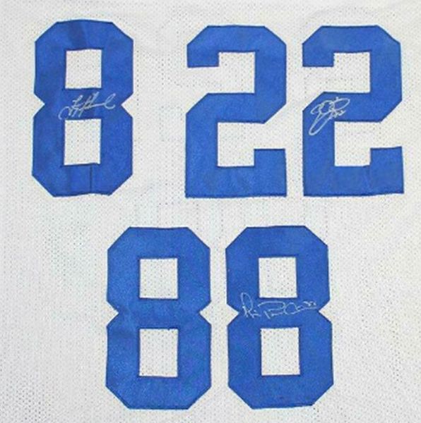 

smith irvin aikman triple signed signatured autographed jersey shirts, Black