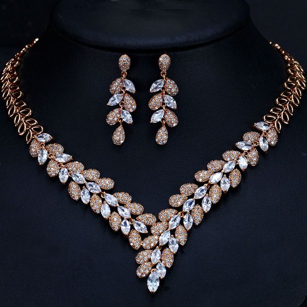 

dubai gold color cubic zirconia pure cz stones jewellery saudi arabia wedding bridal necklace earrings jewelry sets for women, Silver