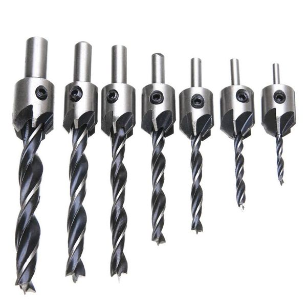 

7pcs wood 5 flute hss countersink drill bit set 3 4 5 6 7 8 10mm carpentry tool woodworking drilling tools