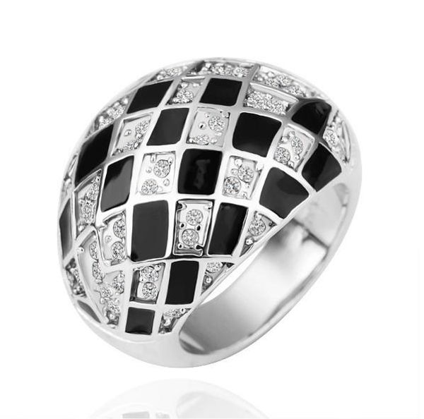 

18k white gold plated platinum classical cubic austrian crystal queen ring for women men wedding jewelry anniversity nice gift party jewelry, Golden;silver