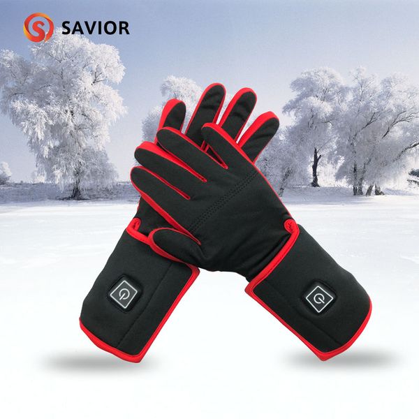 

savior red heated glove liner powered for winter warmer 3 level control 3-6 hours heating outdoor sports 7.4v 2200mah battery