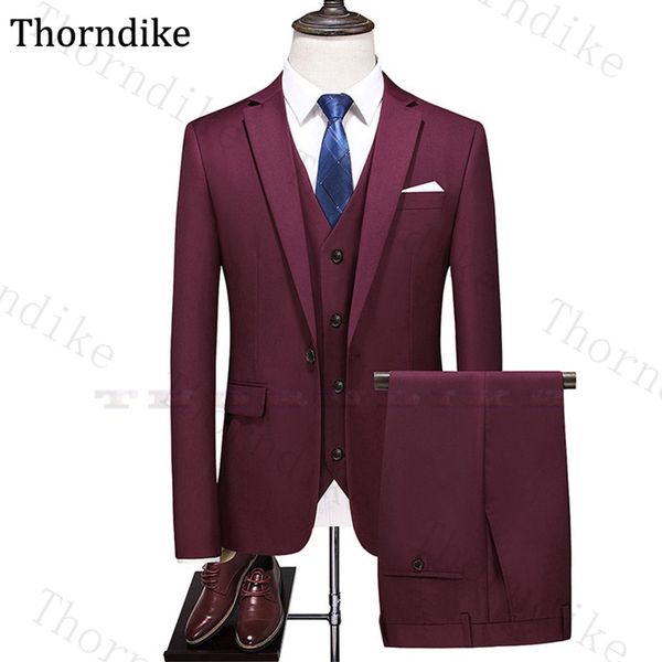 

thorndike men suit slim fit 3 pcs casual prom tuxedos groom notched lapel business for wedding suits men 2020(blazer+vest+pant, White;black
