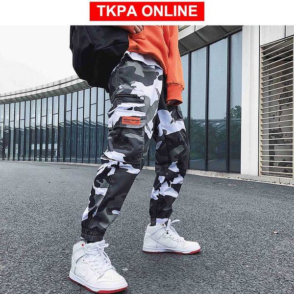 

camo cargo pants men 2020 overalls mens camouflage streetwear hip hop joggers male black embroidery track pants 3xl